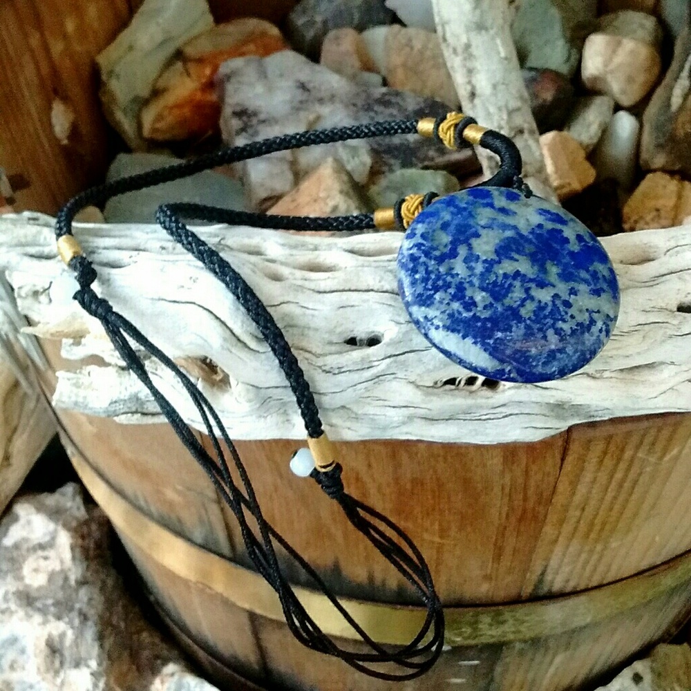 Natural Lapis Lazuli Flower of Life Necklace - Picture 7 of 7
